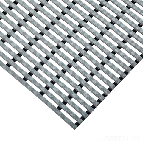Grey PVC duckboard matting corner swatch