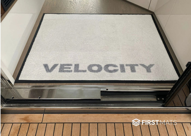 Velocity white yacht deck logo mat