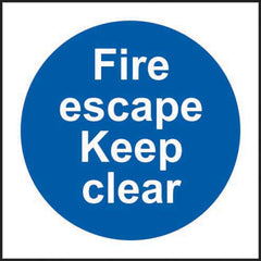 Fire Escape Keep Clear Sign (100mm x 100mm)