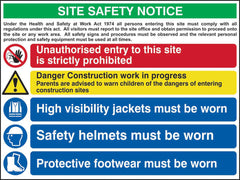 Site Safety Notice - Rigid 1mm PVC Sign (5 Messages)