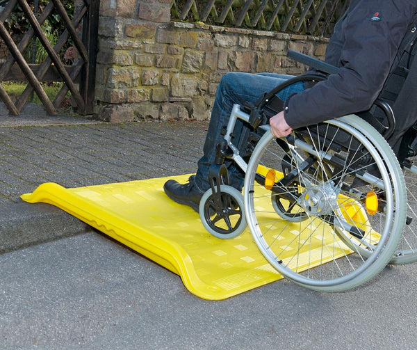 heavy duty trolley and wheelchair kerb ramp with wheelchair user (4564240203811)