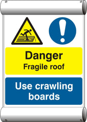 Danger Fragile Roof - Site Scaffold Banner