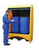 2 Drum Hard Cover Spill Pallet with Roller Door in use (4452000432163)