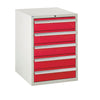 5 Drawer Metal Euroslide Cabinet 825mm (H) x 600mm (W) x 650mm (D) red (6103952621739)