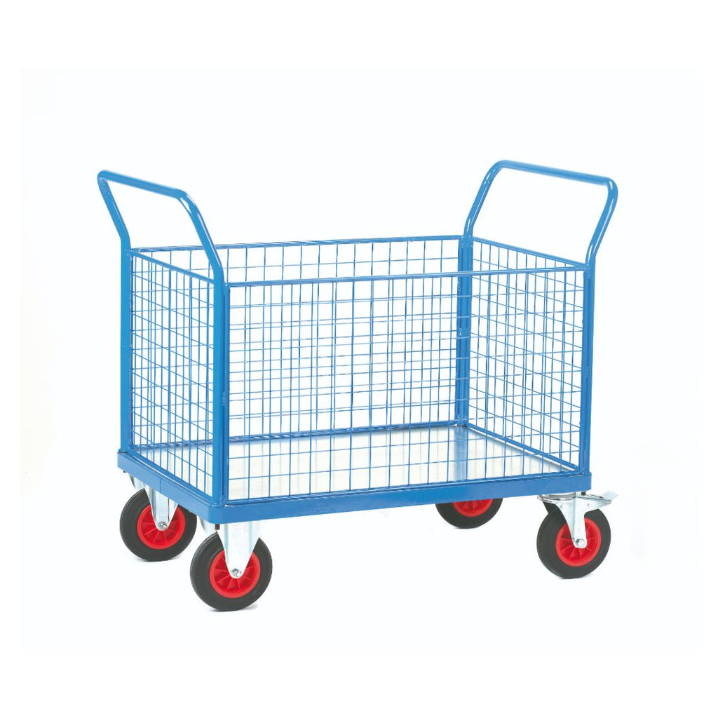 Galvanised Metal Platform Truck - 4 Mesh Sides (4802569109539)