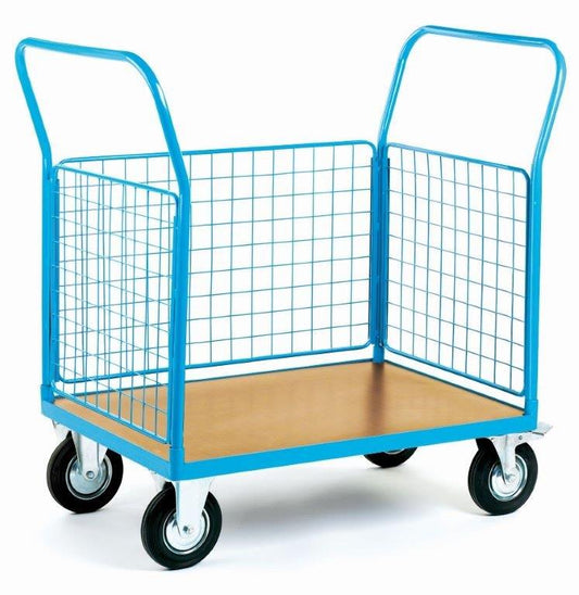 Heavy Duty Platform Trolley With 3 Mesh Sides (4802568749091)