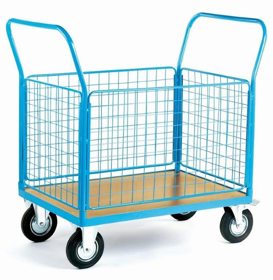 Heavy Duty Platform Trolley With 4 Mesh Sides (4802568781859)