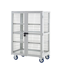 Lockable Cage Trolley with Steel Shelves