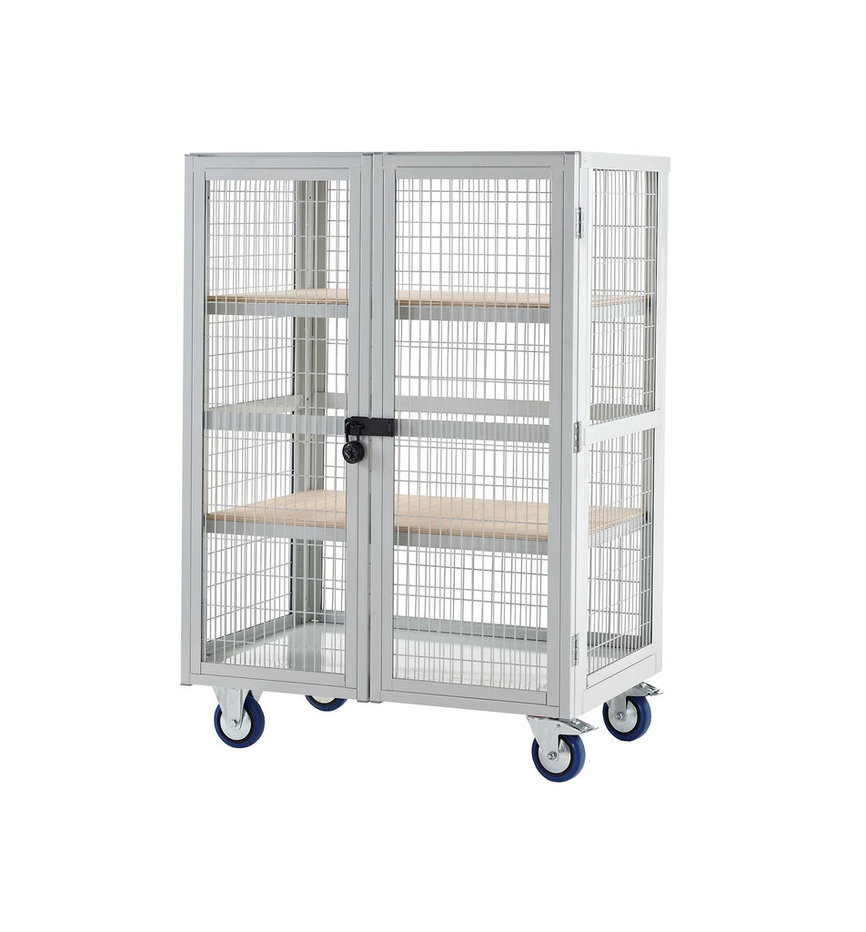 XD139060PLXX Lockable Cage Trolley with Plywood Shelves (4482658140195)
