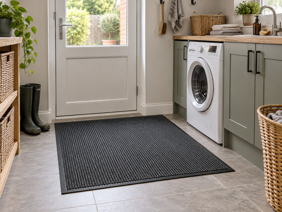 Grey floor mat in Utility Room
