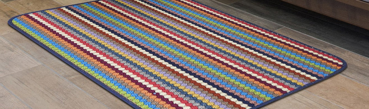 Colourful rug on floor