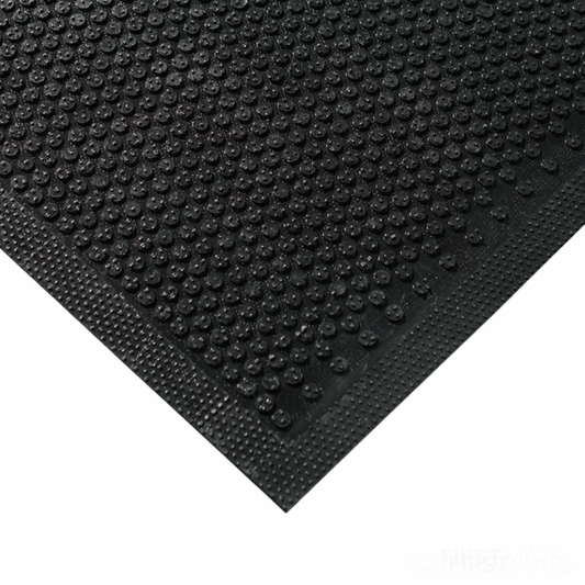 Black textured mat on a white background