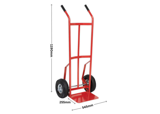 Basic Sack Truck with Pneumatic Wheels - 200kg Capacity - Dimensions
