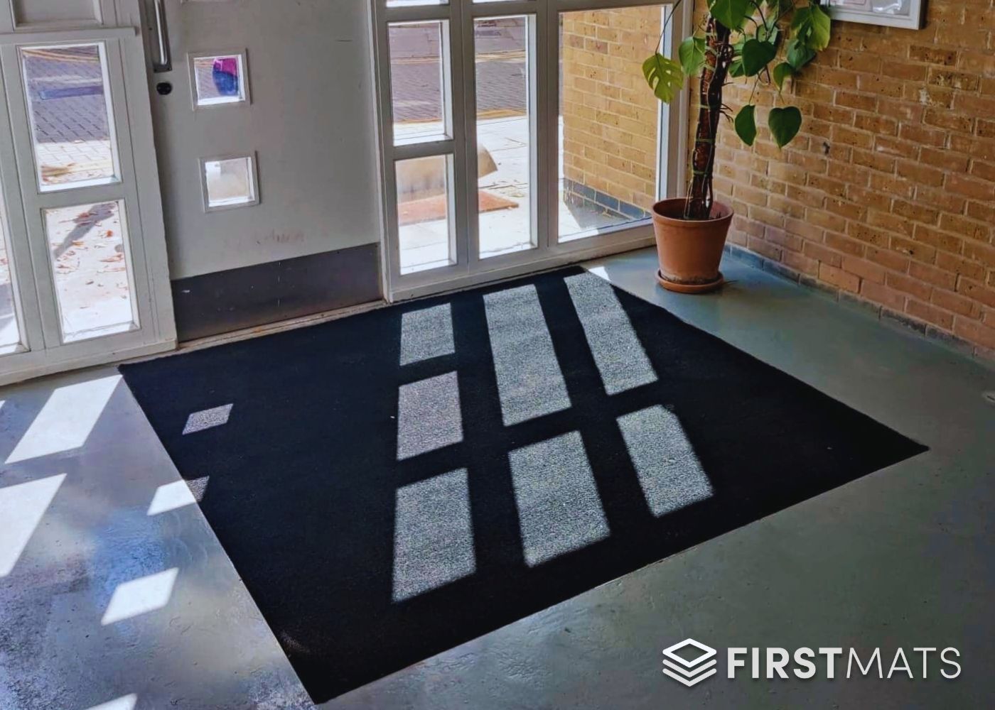 Black Coir Matting in Situ