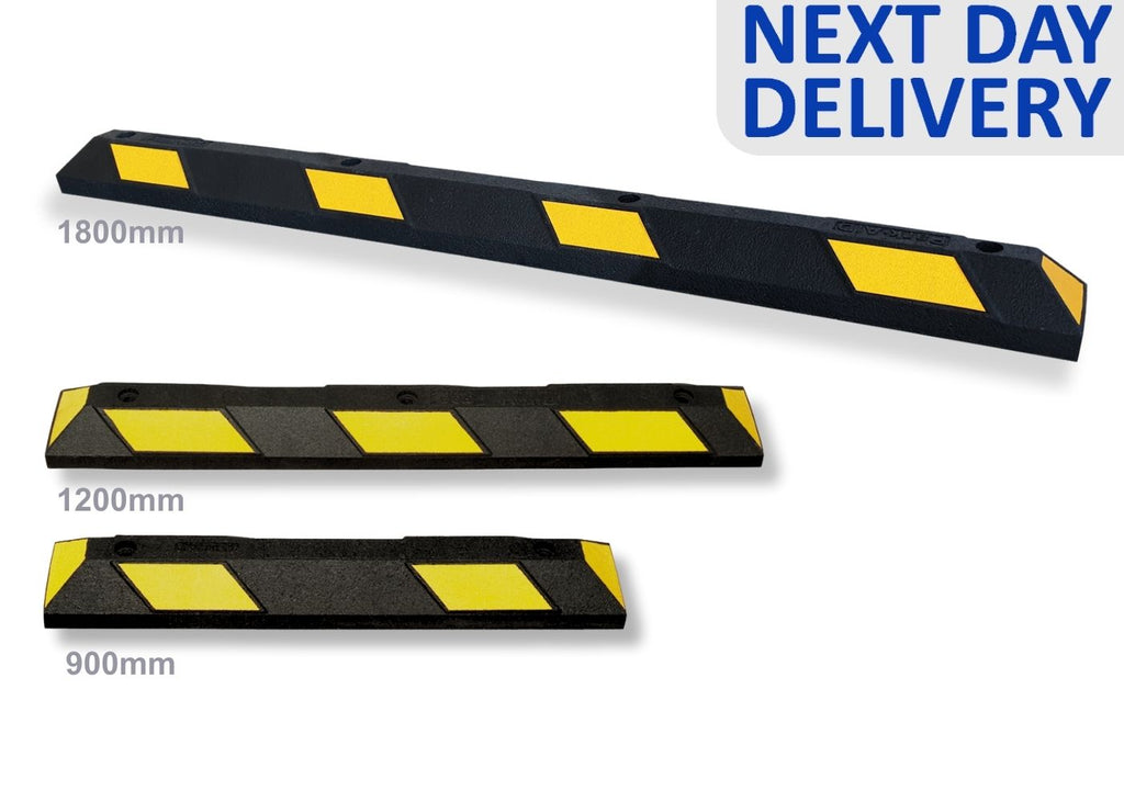 Black and Yellow Rubber Parking Stops with next day delivery