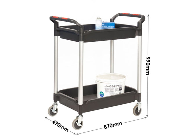 Deep Tray Shelf Trolleys - 2 Trays - With Dimensions