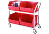 Distribution Trolley with 4 Plastic Tote Containers