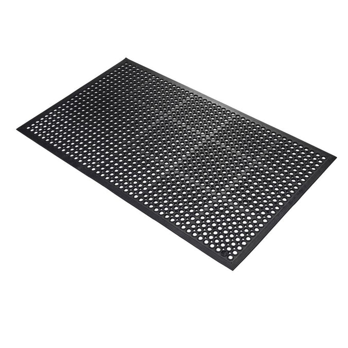 Black perforated mat on a white background