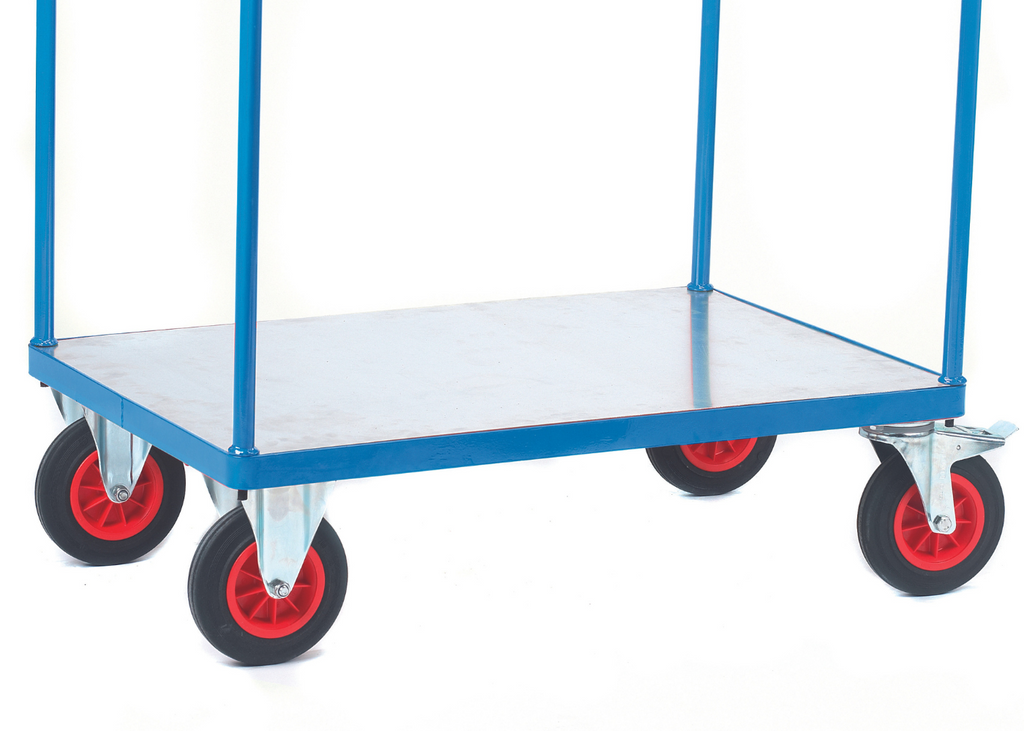 Galvanised Metal Platform Truck - 2 Tubular Sides Close Up