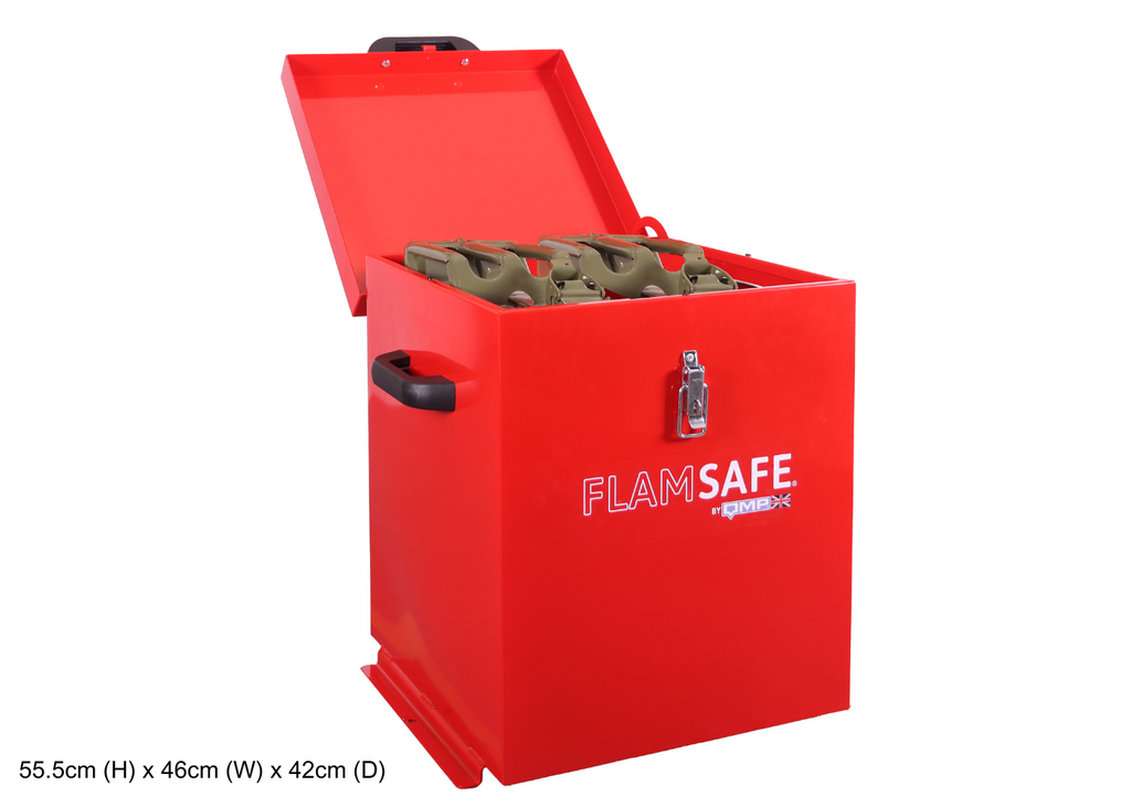 FlamSafe Secure Flammable Liquid Storage Box - 55.5cm x 46cm x 42cm With Items