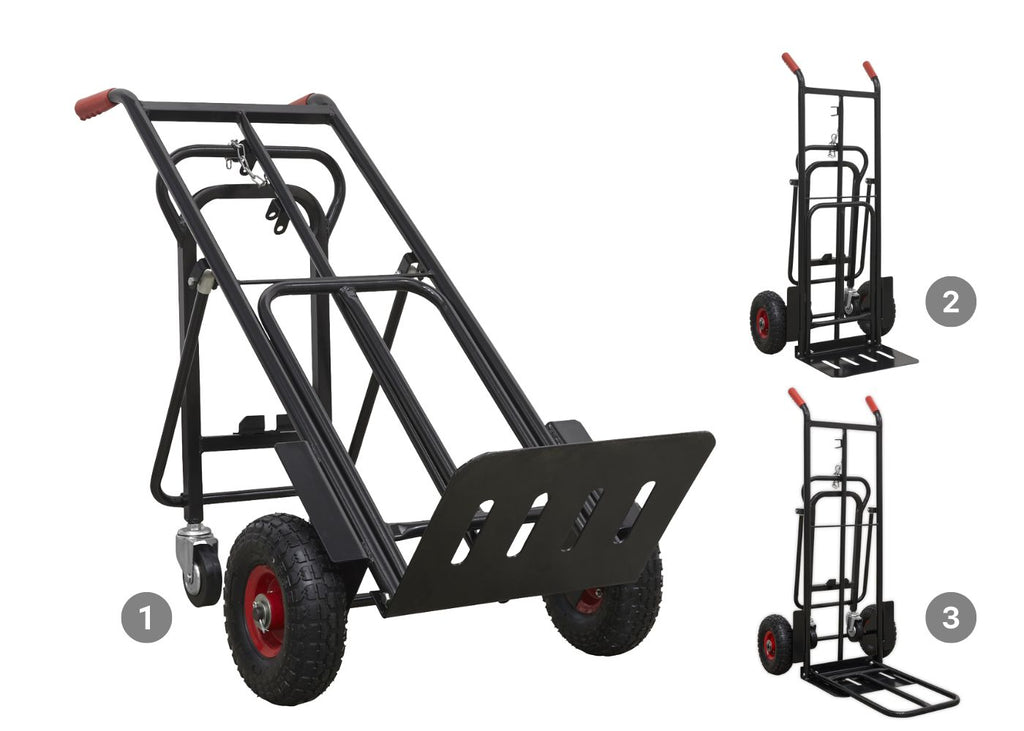 Heavy-Duty 3 Position Sack Truck with Pneumatic Tyres - 300kg Capacity