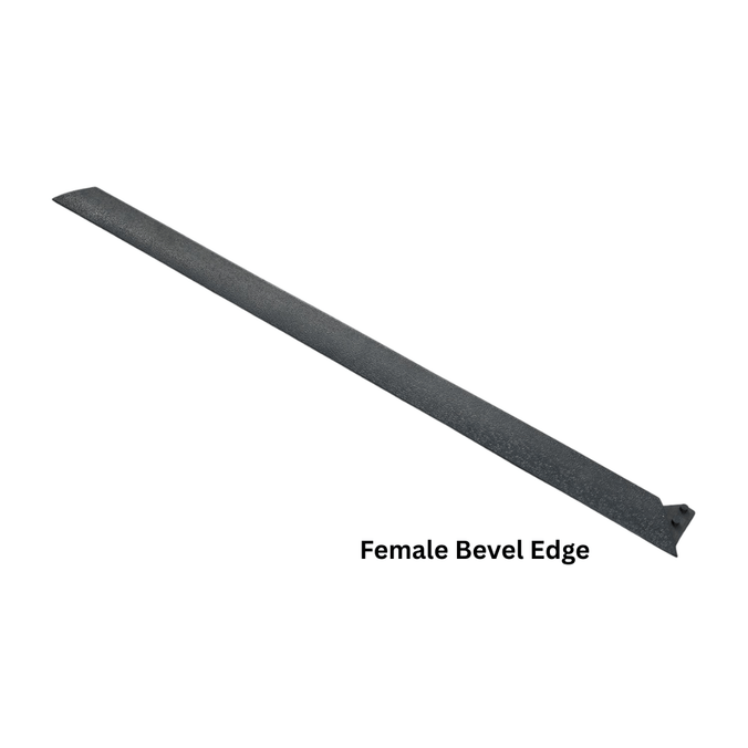 Female bevel edge for interlocking rubber mats