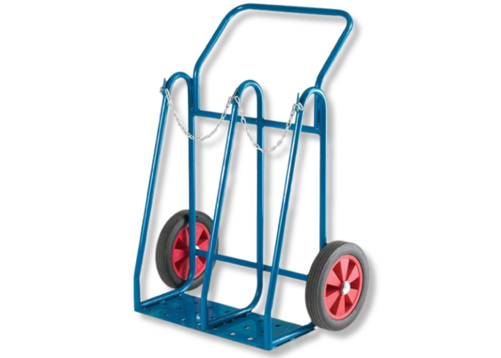 Empty trolley without rear wheels