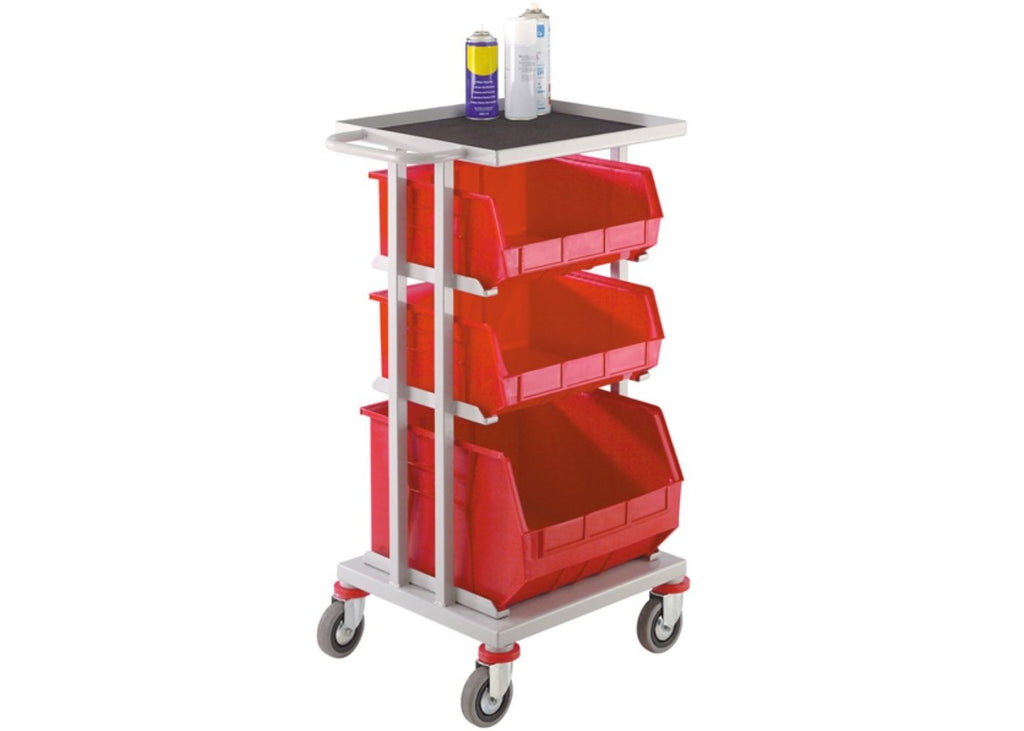 Parts Trolley with 3 Tote Containers