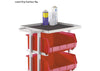 Parts Trolley with 3 Tote Containers - Lined Tray Surface