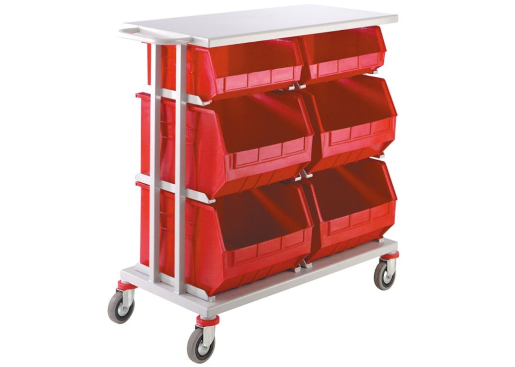 Parts Trolley with 6 Tote Containers