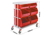 Parts Trolley with 6 Tote Containers - With Dimensions