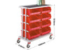 Parts Trolley with 8 Tote Containers Lined Tray - Dimensions