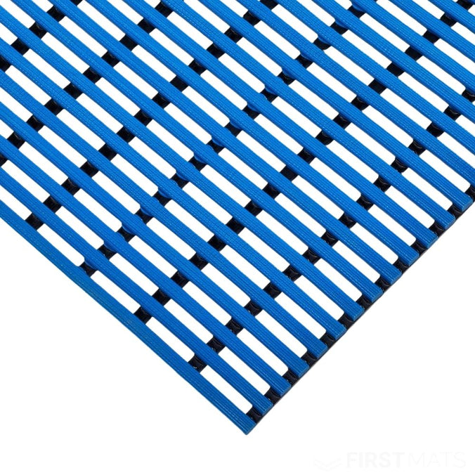 Blue PVC duckboard matting corner swatch