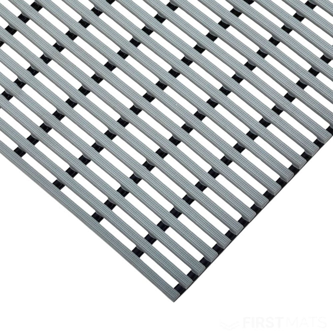 Grey PVC duckboard matting corner swatch