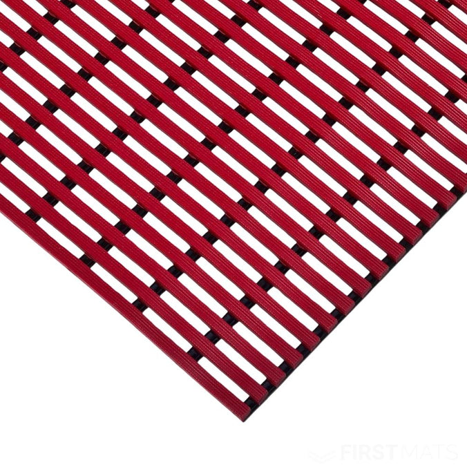 Red PVC duckboard matting corner swatch