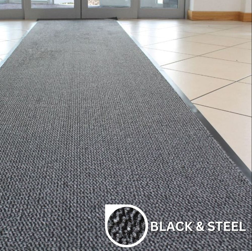 Plush Choice Entrance Mat - 7mm Thick - Black & Steel Runner Mat