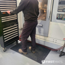 Rubber workstation mat by a CNC machine