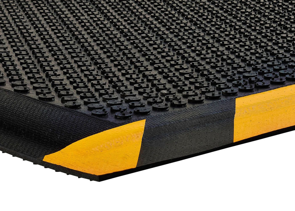 Supreme Scrape Ultra-Durable Anti-Fatigue Safety Mat Black and Yellow, side profile