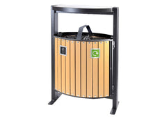 Twin Compartment Wood Effect Outdoor Litter Bin