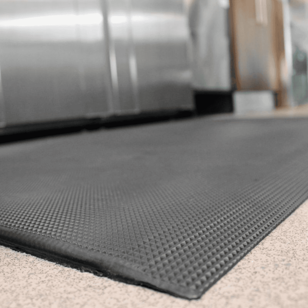 Close up of the bevelled edge of the Kitchen and Catering floor mat 