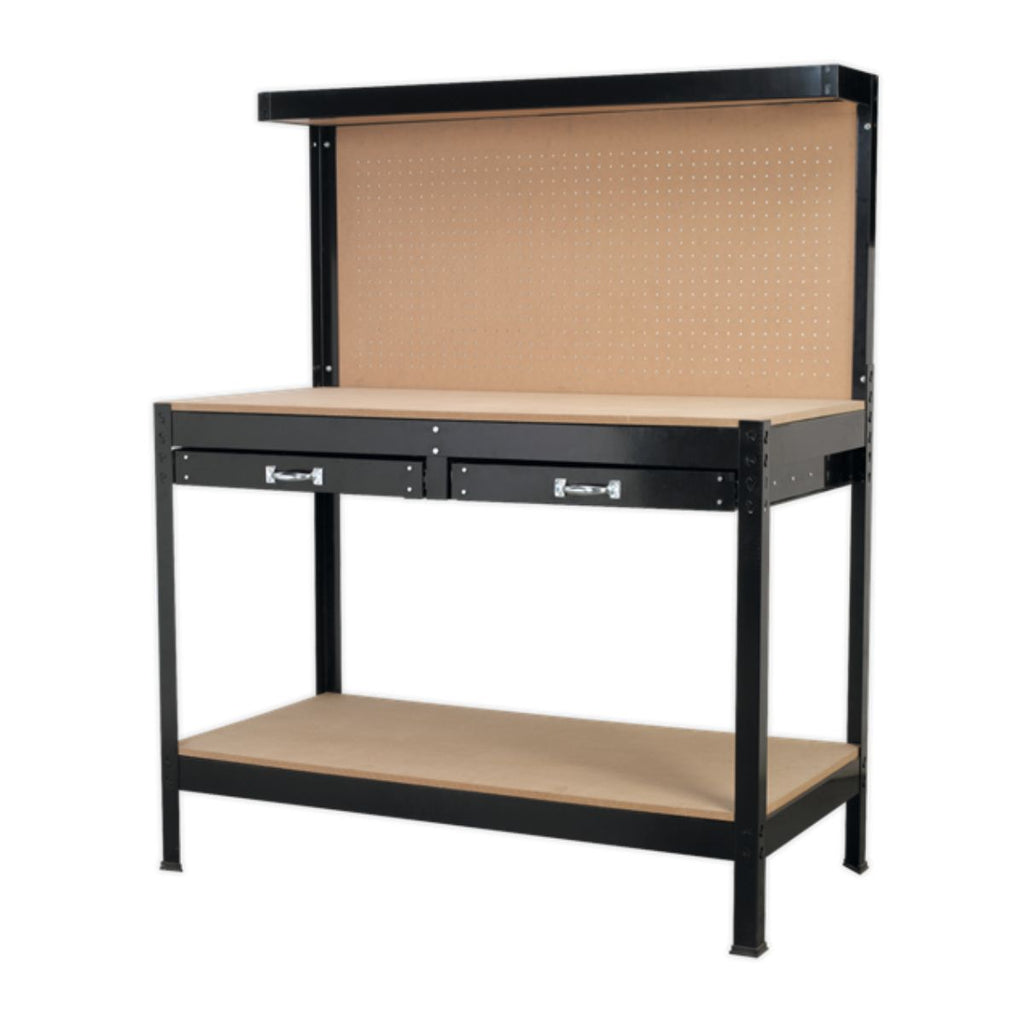 Heavy Duty Workstation with Drawers and Pegboard