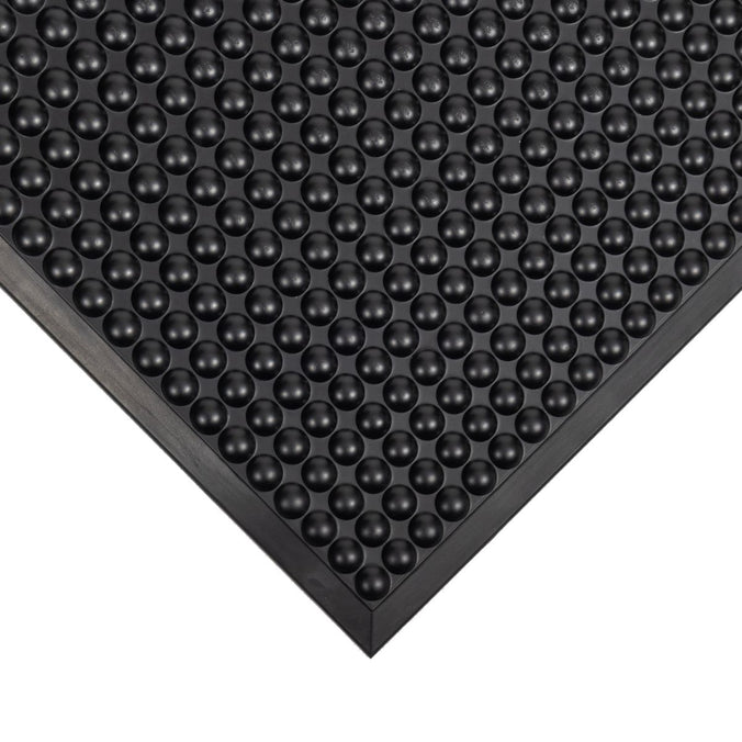 Black textured mat with a bubble pattern on a white background