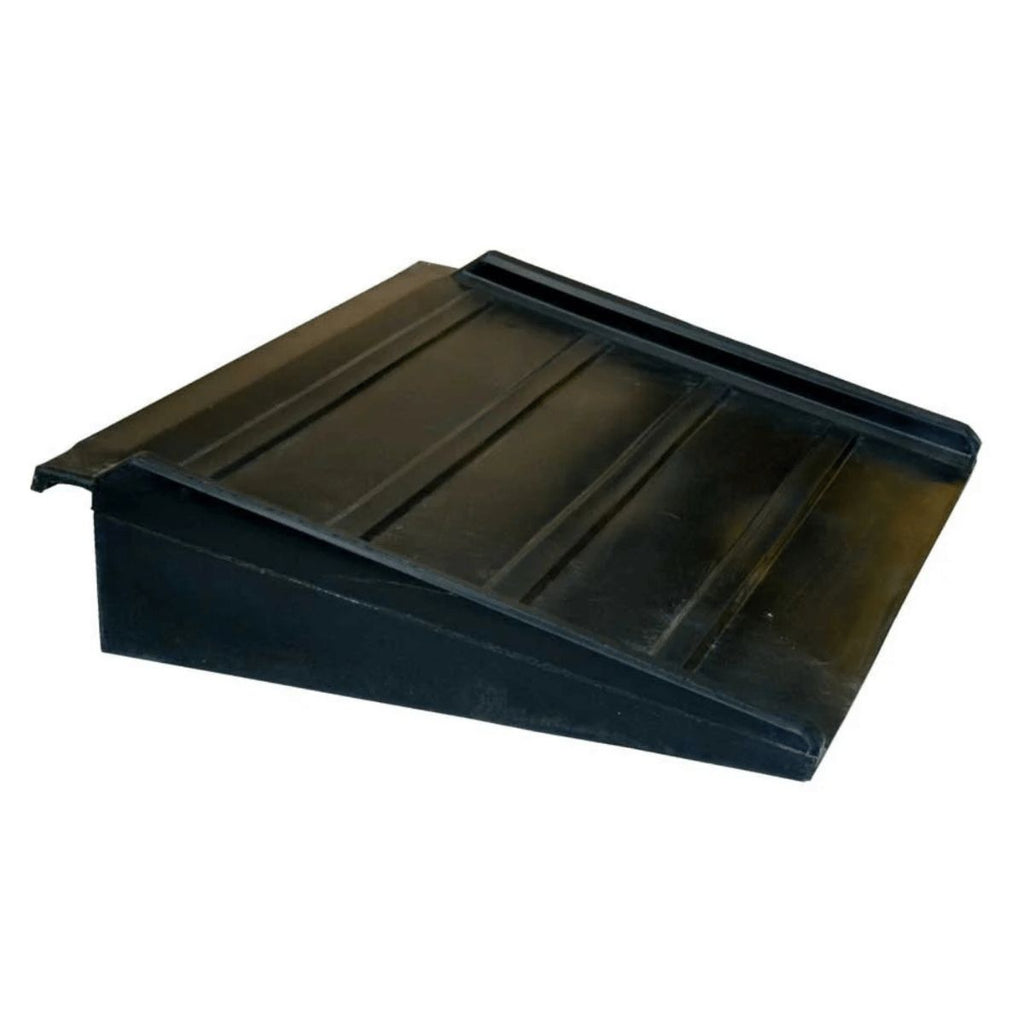Black plastic ramp for spill pallets