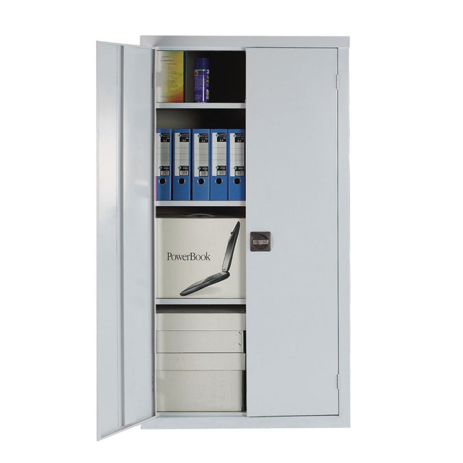 metal cabinet with open door