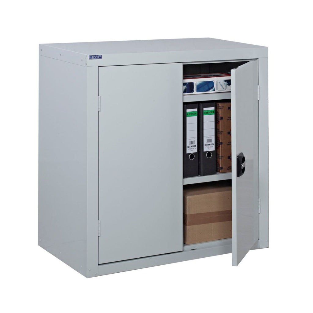 small grey metal cabinet