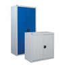 blue and grey metal cabinets