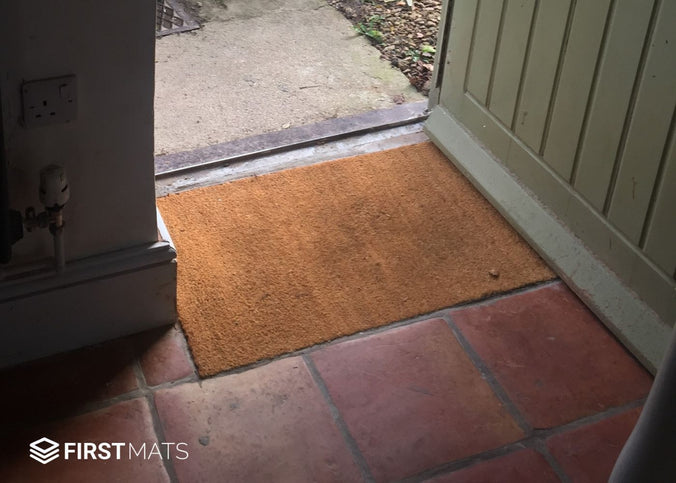 Coir doormat in a farmhouse entrance