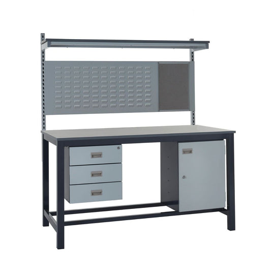 Heavy-Duty Workbench with Drawers, Louvre Panel & Upper Shelf