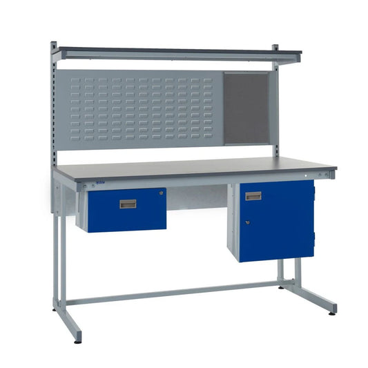 Cantilever Workbench with Cupboard, Louvre Panel, and Upper Shelf