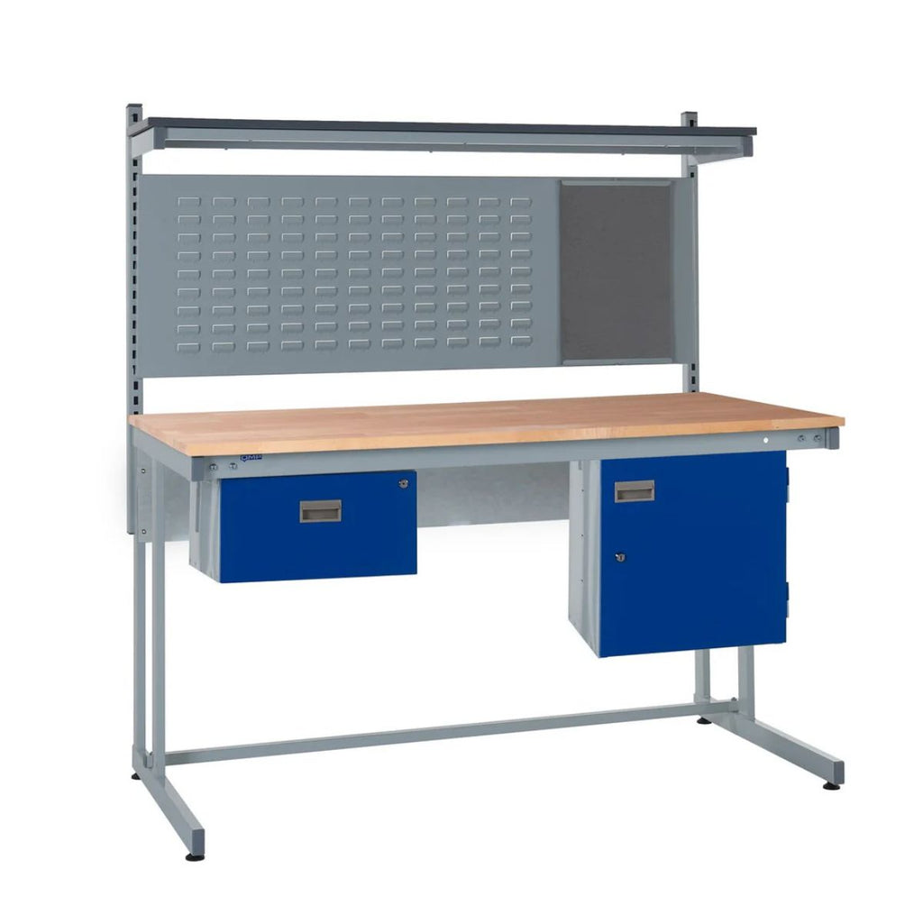 Cantilever Workbench with Cupboard, Louvre Panel, and Upper Shelf